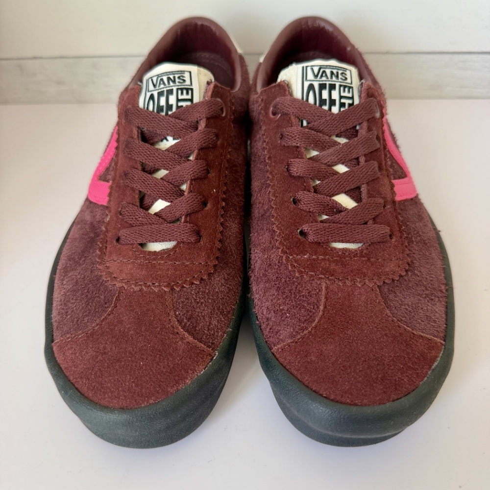 NEW Vans Sport Suede Burgundy Pink V-Stripe Low Top Sneakers W 5.5, M 4